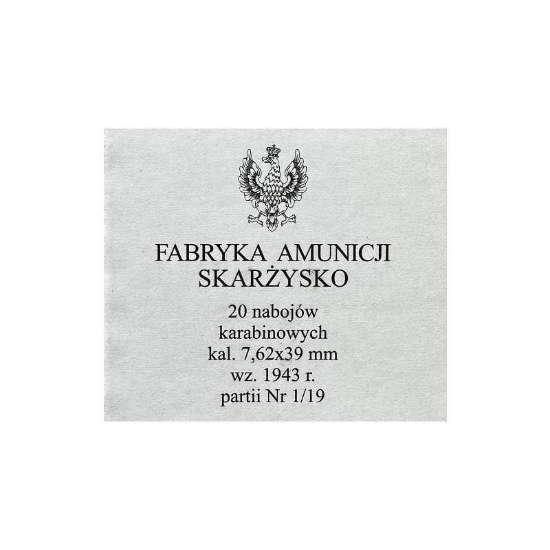Amunicja Mesko 7,62x39 FMJ, 8,0g/124gr